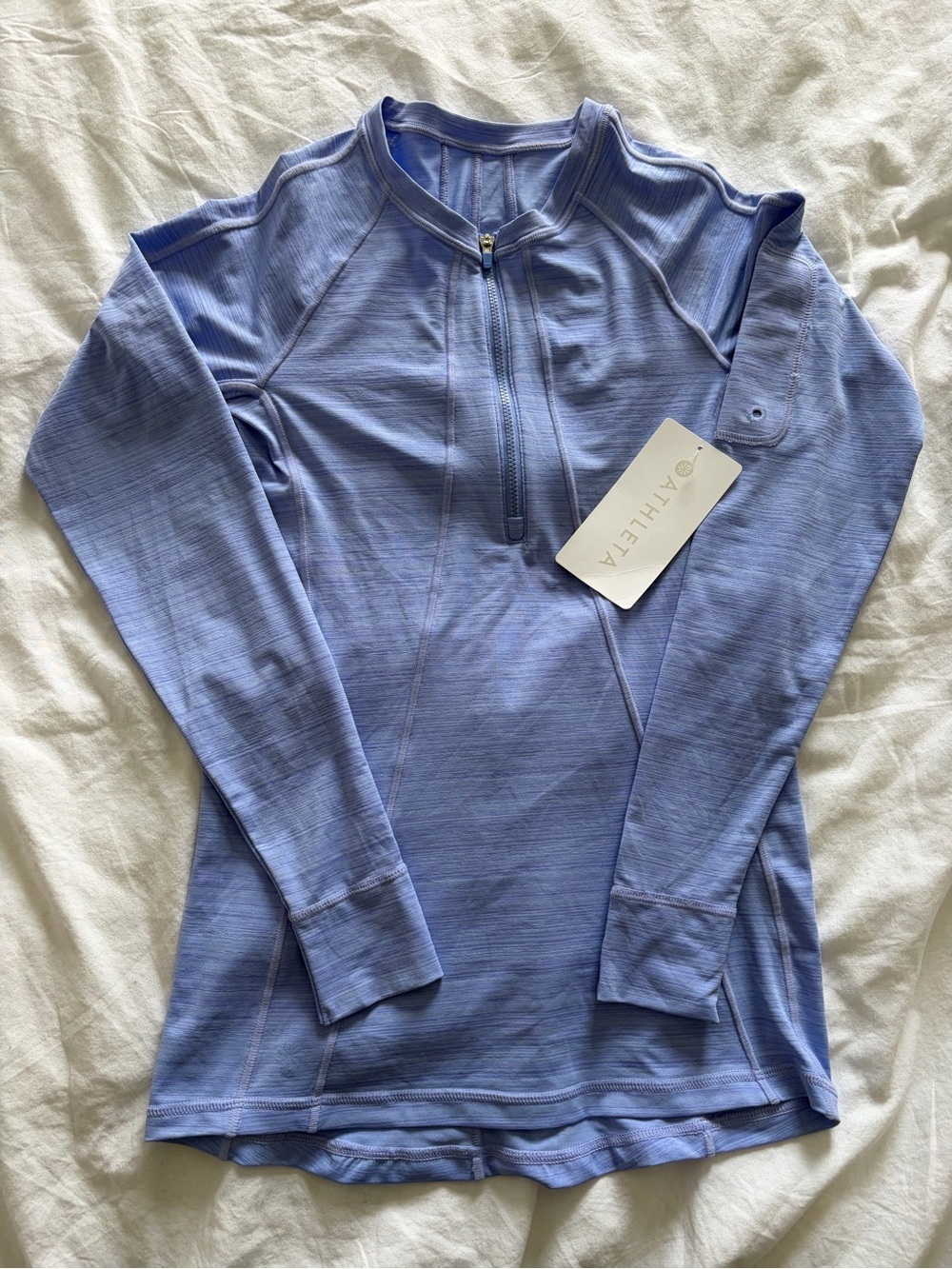 Athleta Blue Pacifica UPF Quarter-Zip Long Sleeve Top XS NWT